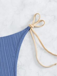 側繫帶泳衣下裝 - 藍色 - 查看 3