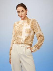 MOTF PREMIUM BLUSA DE SEDA PURA RAYAS CEBRA - Multicolor - Ver 6