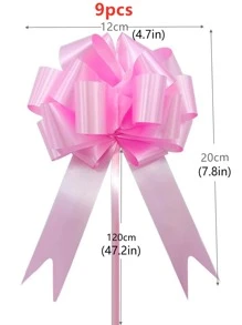 9pcs Random Color Pull Flower, Plastic Gift Wrap Bow For Party, - Multicolor - View 8