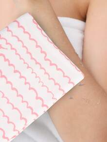 1pc Striped Pattern Exfoliating Bath Glove, Modern Polyester Dead Skin Remover Body Scrubber For Bathroom - Pink - View 2