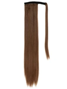 Long Straight Ponytail Synthetic Hair Extension - Brown - View 2