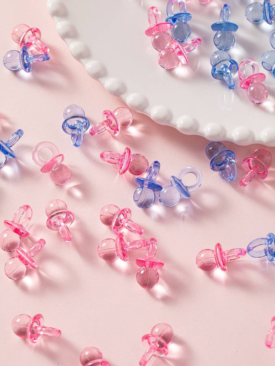 100pcs Pacifier Shaped Throwing Decoration, Cartoon Plastic Clear Decorative Confetti For Party, Holiday