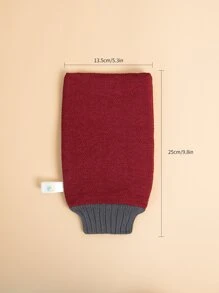 1 Găng tay tắm tẩy tế bào chết dạng rắn, dụng cụ tẩy tế bào chết cơ thể bằng sợi đơn giản dùng cho phòng tắm, trang trí phòng tắm, trang trí mùa thu - Màu Đỏ Sâu - Xem 3