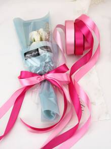 3rolls Solid Gift Wrapping Ribbon, Simple Polyester Gift Wrapping Tape For Flower, Gift - Multicolor - View 2