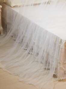 1pc Polyester Mosquito Net, Modern Lace Decor Bed Canopy For Bedroom - White - View 4