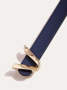 1 件女士字母扣装饰时尚腰带夏季、秋季、万圣节 - 藏蓝色 - 查看 2