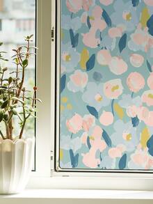 1 rollo Etiqueta de la ventana con patrón floral decorativo abstracto con patrón geométrico PVC para doméstico - Multicolor - Ver 3
