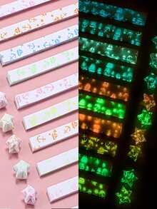 Papel de origami de estrellas barco & con patrón de ancla brillante en oscuro con estrella papel creativo multipropósito para artesanía de bricolaje en casa - Multicolor - Ver 5