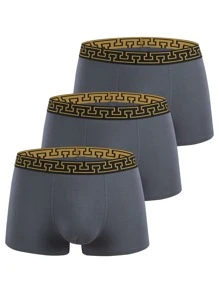 Men 3pcs Tape Waistband Boxer Brief - Dark Grey - View 1