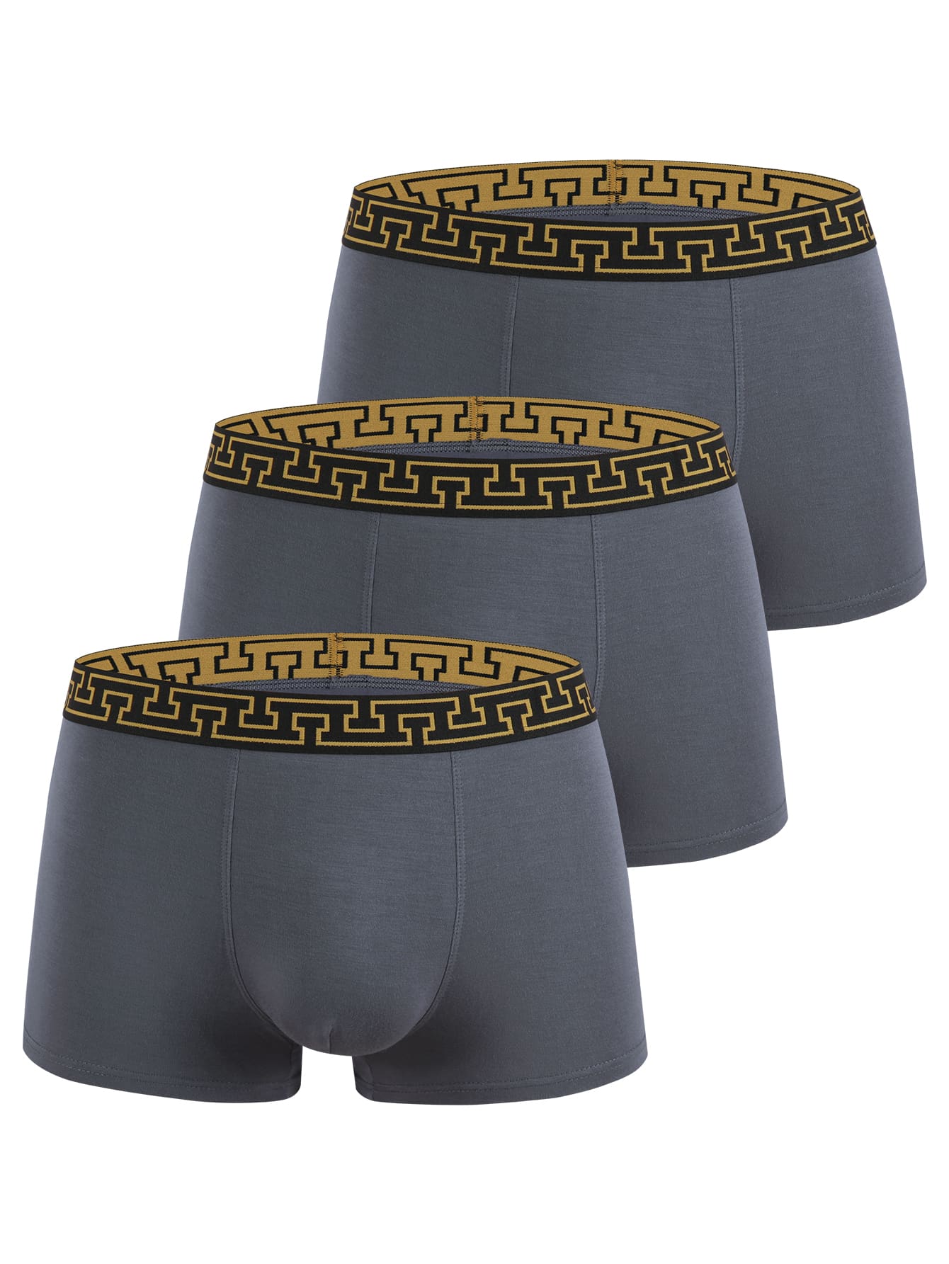 Men 3pcs Tape Waistband Boxer Brief - Dark Grey - View 1