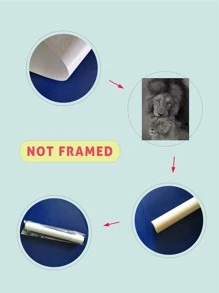 In Hình Sư Tử Có Khung Tranh, Động Vật Hiện Đại In Hình Nghệ Thuật Treo Tường Tranh Cho Trang Trí Tường Nhà - Đen và trắng - Xem 3