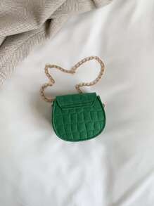 Niños Bolso bandolera mini dulce fieltro con con patrón de cocodrilo para - Verde - Ver 5