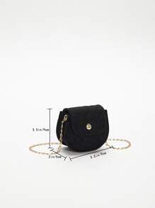 女孩鱷魚壓紋馬鞍包滌綸黑色鏈條 - 黑色 - 查看 3