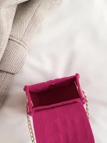 女孩鱷魚壓紋馬鞍包螢光紅前衛滌綸鏈條