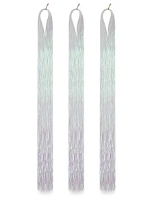3pcs Long Straight Tinsel Synthetic Hair Extension - White - View 1