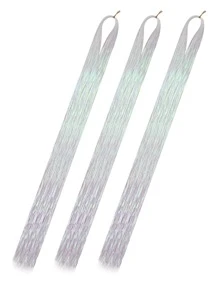 3pcs Long Straight Tinsel Synthetic Hair Extension - White - View 3