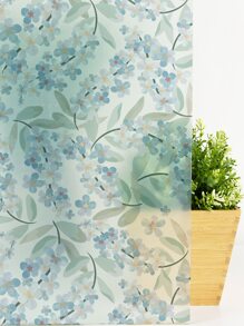 1roll Floral Pattern Decorative Film, Modern Waterproof Watercolor Flower Print Window Sticker For Household - Multicolor - View 4