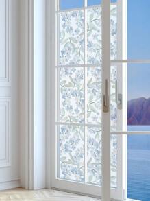 1roll Floral Pattern Decorative Film, Modern Waterproof Watercolor Flower Print Window Sticker For Household - Multicolor - View 6