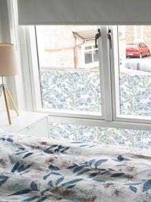 1roll Floral Pattern Decorative Film, Modern Waterproof Watercolor Flower Print Window Sticker For Household - Multicolor - View 8