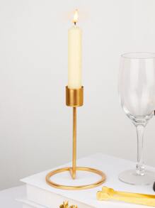 1pc Iron Candle Holder, Minimalist Golden Iron Candle Stand For Dinner Table - Gold - View 4