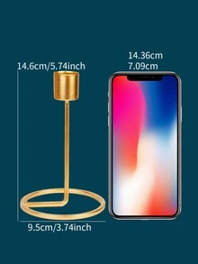 1pc Iron Candle Holder, Minimalist Golden Iron Candle Stand For Dinner Table - Gold - View 5