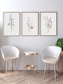 3pcs/set Plant Print Unframed Painting, Modern Line Leaf Print Wall Art Painting For Home Wall Decor - Multicolor - View 1
