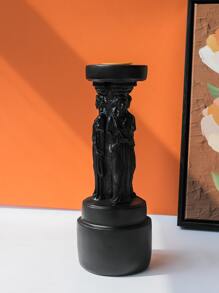 1pc Roman Column Shaped Candle Holder, Modern Black Figure Design Candle Stand For Home - Black - View 1