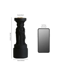 1pc Roman Column Shaped Candle Holder, Modern Black Figure Design Candle Stand For Home - Black - View 3