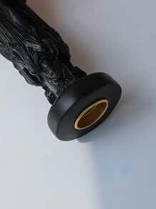 1pc Roman Column Shaped Candle Holder, Modern Black Figure Design Candle Stand For Home - Black - View 4