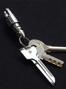 1pc 6 In 1 Key Design Stainless Steel Multifunction Foldable Car Repair Tool - Silver - View 4