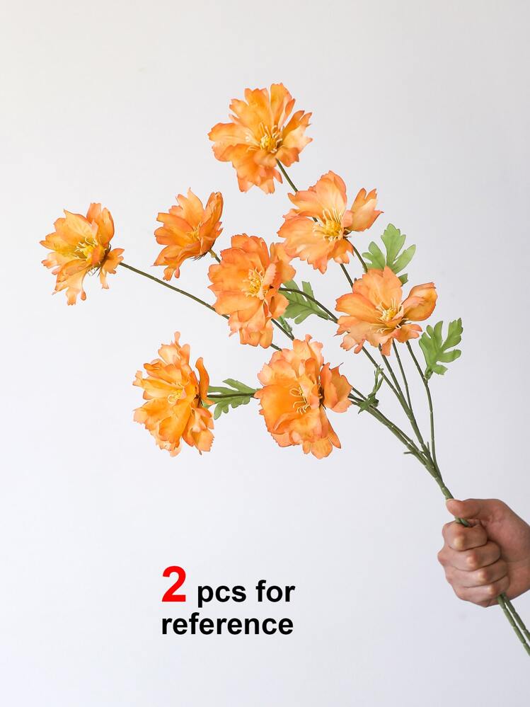 1 pieza Flor artificial, flor falsa de plástico simple para decoración del hogar, Día de San Valentín, regalo - Naranja - Añade 4