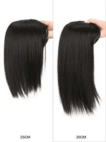 1入組女式假髮頭假髮帶劉海夾式劉海假髮假髮頭套女士假髮假髮發片稀疏頭髮 10/14 英寸自然黑色 - 黑色 - 查看 1