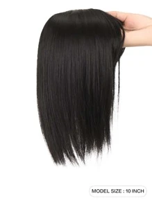 1入組女式假髮頭假髮帶劉海夾式劉海假髮假髮頭套女士假髮假髮發片稀疏頭髮 10/14 英寸自然黑色 - 黑色 - 查看 2