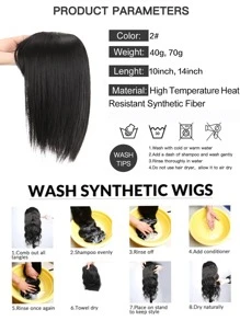 1入組女式假髮頭假髮帶劉海夾式劉海假髮假髮頭套女士假髮假髮發片稀疏頭髮 10/14 英寸自然黑色 - 黑色 - 查看 4