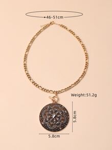 1入組復古鋅合金水鑽花朵墜飾項鍊適用於女士日常裝飾