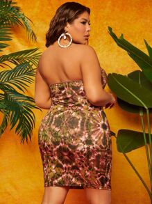 SHEIN SXY Plus Tie Dye Tube Bodycon Dress - Multicolor - View 2