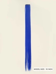 6入組中等直筒合成纖維接髮 - 藏蓝色 - 查看 2