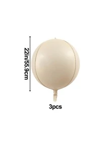 3 piezas 4D liso globo - Beis - Ver 3