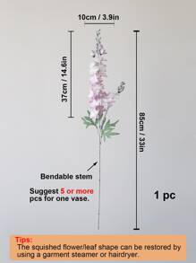 1 件人造飞燕草花 33 英寸丝绸飞燕草花仿长茎假植物插花适用于家庭办公室花园婚礼桌花瓶装饰、情人节、礼物生日毕业家居装饰返校房间装饰学校用品 - 紫丁香色 - 查看 2