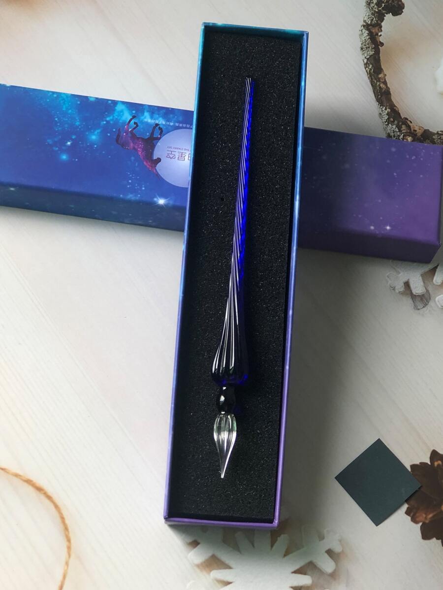 1支素色蘸水筆適用於學校、辦公室簡單多用途蘸水筆 - 藍色 - 查看 1