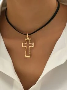 1pc Fashion Zinc Alloy Cross Pendant Choker For Women For Daily Decoration - Multicolor - View 2