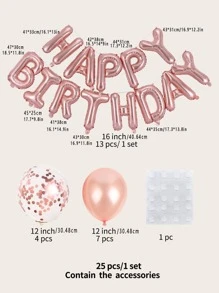 25 piezas Globo decorativo de fiesta de cumpleaños - Oro rosa - Ver 3