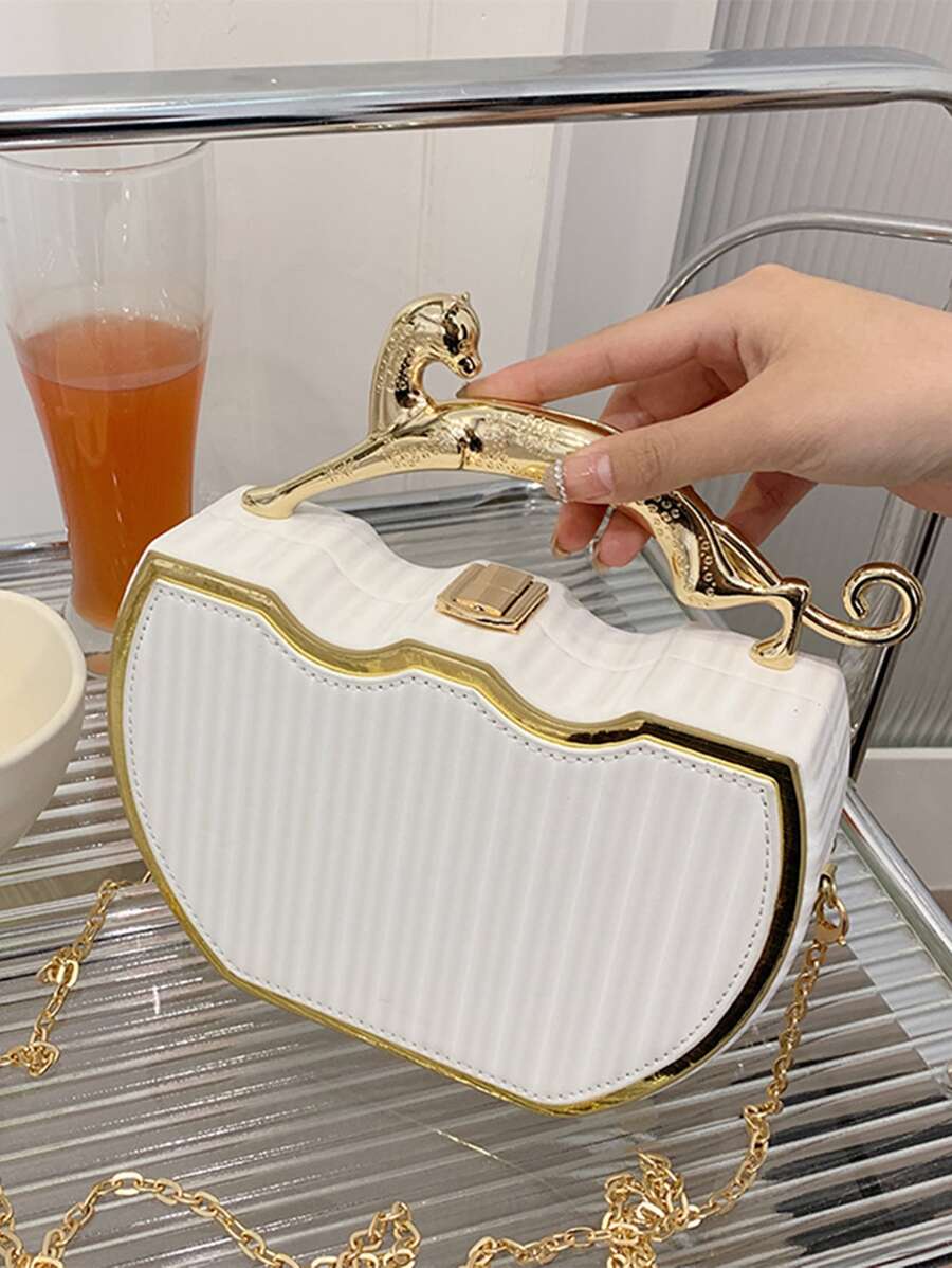 Mini Box Bag Animal Handle PU Chain Shoulder Bag,Crossbody Bag,Cross Body Bag,Handbag Vintage,Minimalist,Classic,Funny,Y2k Bag Plastic Designer Style Women,Ladies,Lover,For School Travel,Work & Office,Weekend And Holiday,School,Travel Holiday Essentials, Perfect For Music Festival , Valentine's Day , Valentine's Day - White - View 1