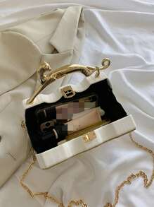 Mini Box Bag Animal Handle PU Chain Shoulder Bag,Crossbody Bag,Cross Body Bag,Handbag Vintage,Minimalist,Classic,Funny,Y2k Bag Plastic Designer Style Women,Ladies,Lover,For School Travel,Work & Office,Weekend And Holiday,School,Travel Holiday Essentials, Perfect For Music Festival , Valentine's Day , Valentine's Day - White - View 4