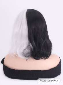 Tóc Giả Tổng Hợp Xoăn Ngắn Có Bangs - Đen và trắng - Xem 2