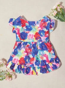 Amy Christine 1 pieza Vestido de mascota con estampado de flor - Multicolor - Ver 2