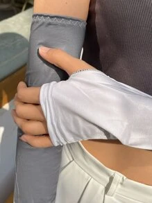 DAZY 1pair Women Color Block Sun Protection Arm Sleeves For Outdoor - Grey - View 4