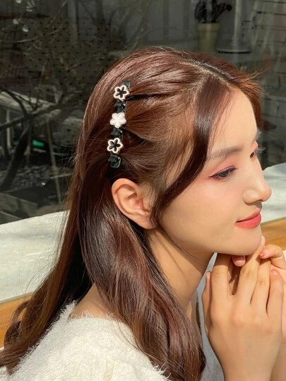 DAZY 花朵装饰发夹 可爱 女士日常装饰爪夹 发夹 发卡