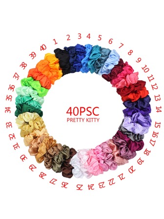40pcs Women Multi-Color Combinations Solid Hair Tie Casual Dopamine Scrunchies Scrunchy Hair Ties Ponytail
