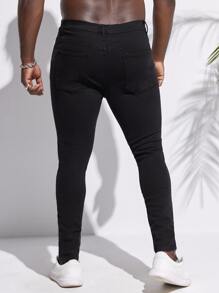 Manfinity Men Plus Ripped Skinny Jeans - Black - View 2